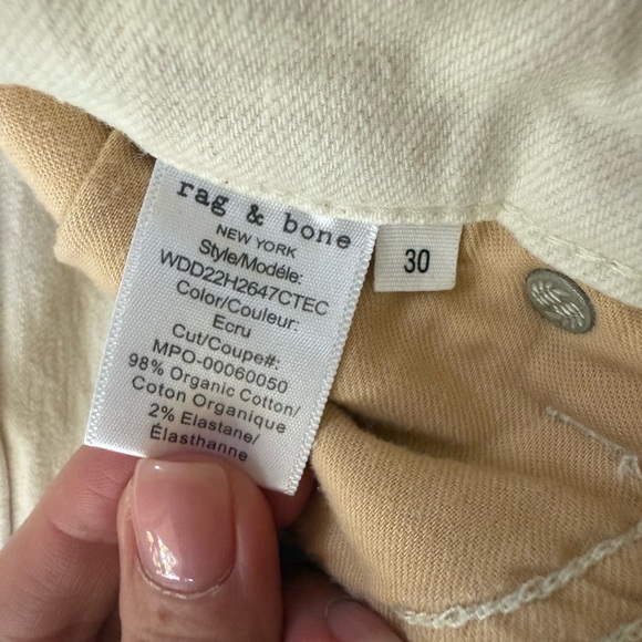 Rag & Bone Cream Nina High Rise Ankle Cigarette Denim Jeans - Picture 6 of 7